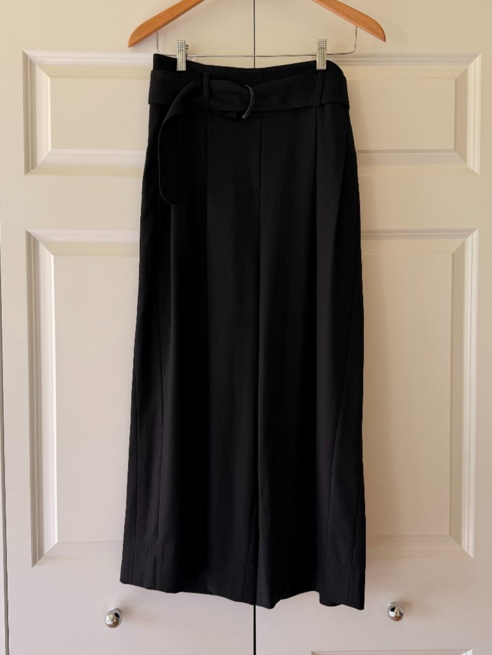 Akris Punto Black Wide Leg Belted Trousers Size 8